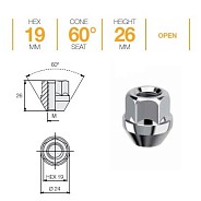 Гайка M14x1.5 L26 H19 Zn конус Farad D31/S