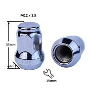 Гайка M12x1.5 L35 H19 Cr конус Вектор 401445 Cr