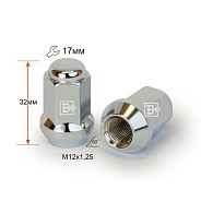 Гайка M12x1.25 L32 H17 Cr конус Вектор 311344 Cr